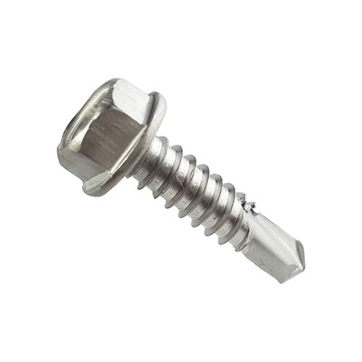 "#8 x 1-3/4"" Hex Washer Head Self Drilling Tek Screws Stainless Steel 410 Qty 100"