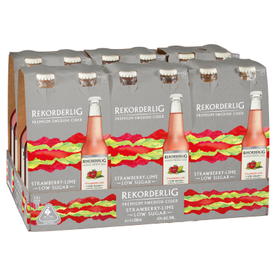 BTL - Rekorderlig Cider Low Sugar Strawberry & Lime - 4.0% - 6x4x330ml
